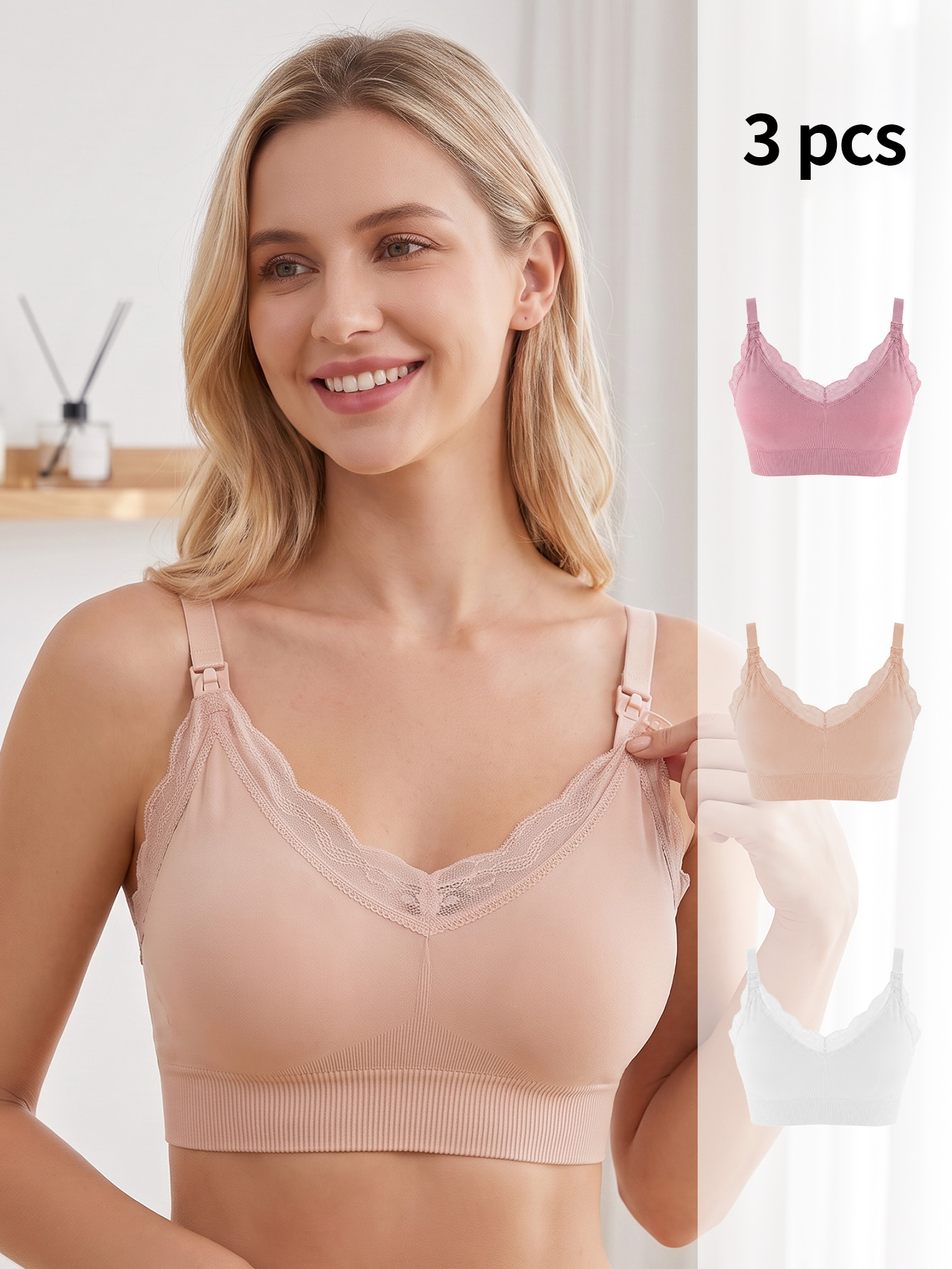 Nursing Bra Sleep - 3 stuks voedingsbeha's, draadloze, naadloze voedingsbeha's