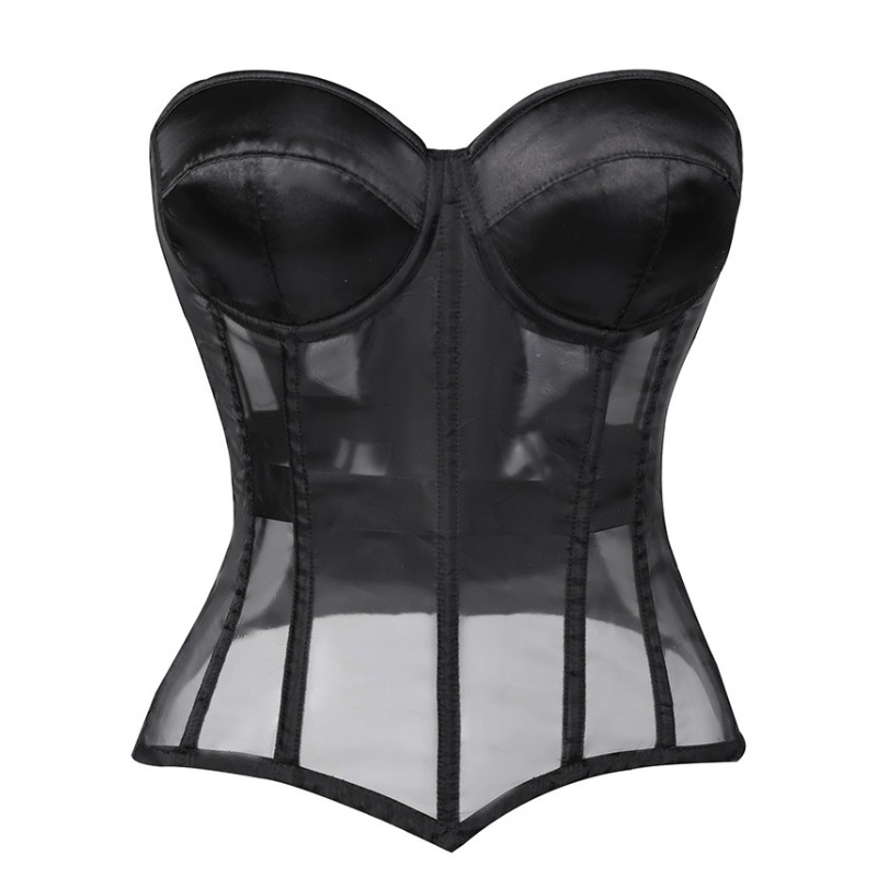 Zwarte strapless mesh doorschi - Corset Waist Cinch recensie en prijs